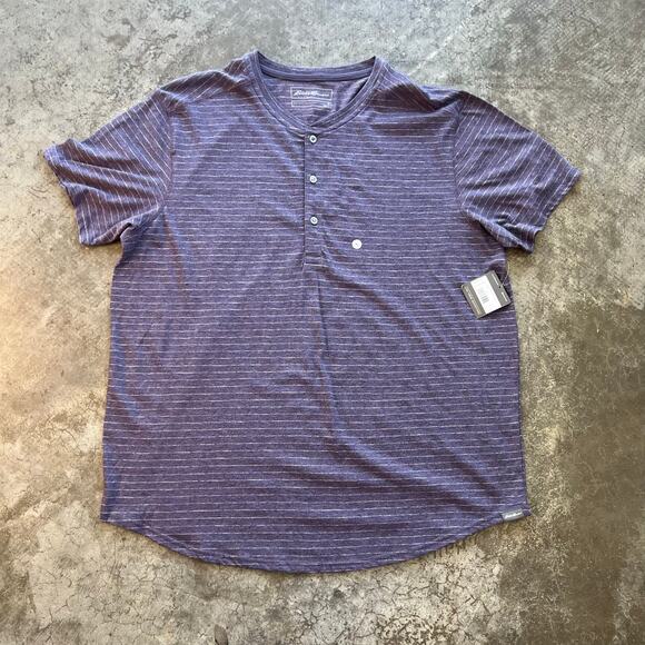 Eddie Bauer Other - Eddie Bauer Men's XL Slub Jersey Henley Shirt Grape Purple Striped NWOT